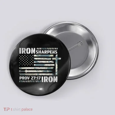 Iron Sharpens Iron Proverbs Bible Verse Christian Button