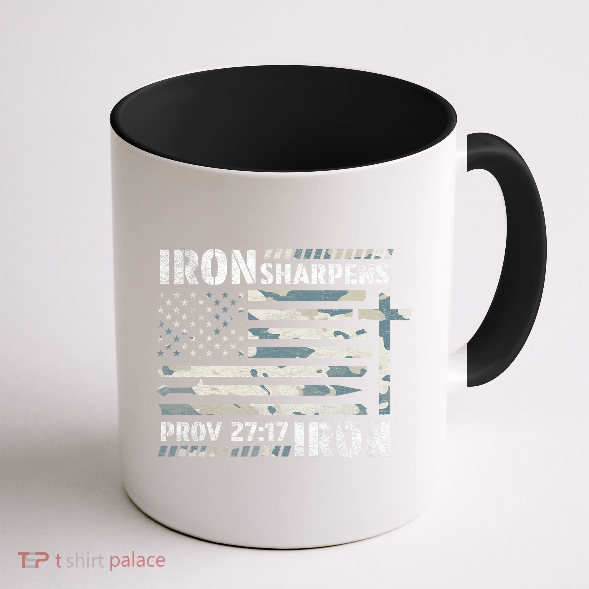 Iron Sharpens Iron Proverbs Bible Verse Christian Coffee Mug