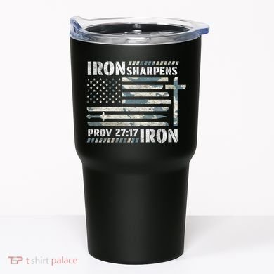 Iron Sharpens Iron Proverbs Bible Verse Christian Tumbler