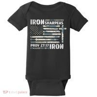 Iron Sharpens Iron Proverbs Bible Verse Christian Baby Bodysuit thumb 0