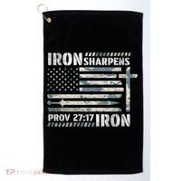 Iron Sharpens Iron Proverbs Bible Verse Christian Golf Towel thumb 0