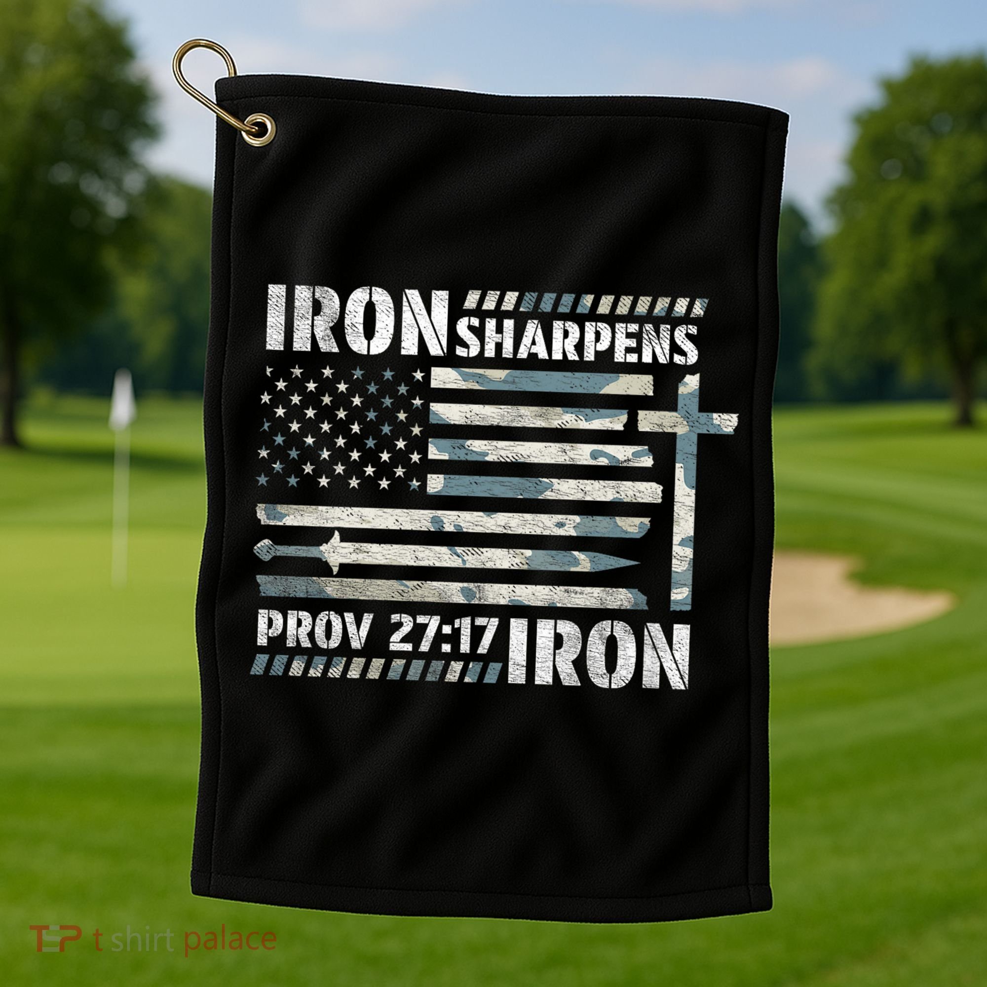 Iron Sharpens Iron Proverbs Bible Verse Christian Golf Towel