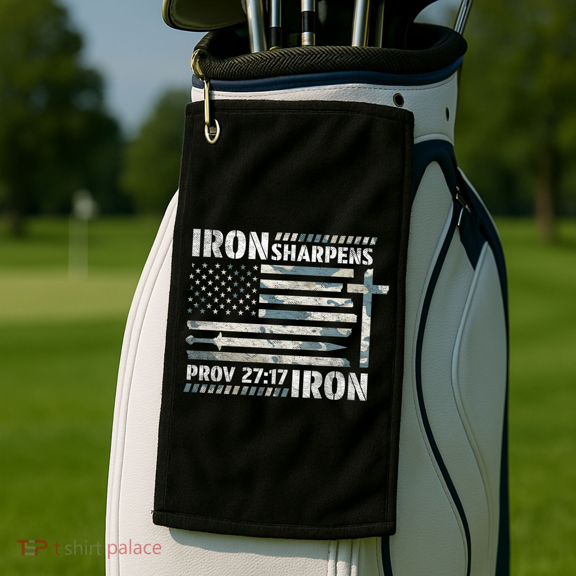 Iron Sharpens Iron Proverbs Bible Verse Christian Golf Towel