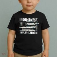 Iron Sharpens Iron Proverbs Bible Verse Christian Toddler T-Shirt thumb 2