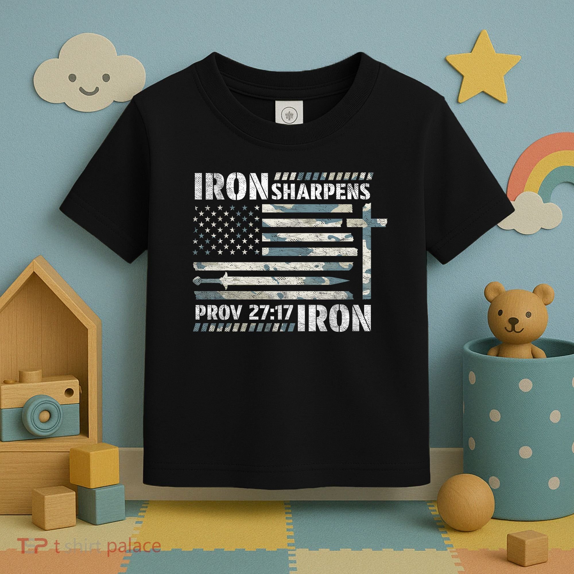 Iron Sharpens Iron Proverbs Bible Verse Christian Toddler T-Shirt