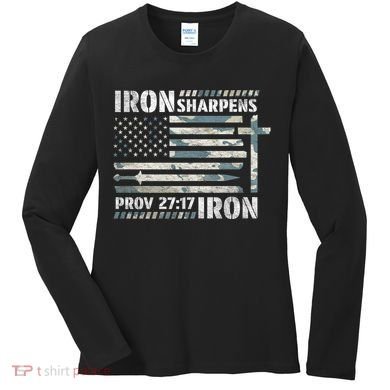 Iron Sharpens Iron Proverbs Bible Verse Christian Women's Long Sleeve Shirt
