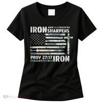 Iron Sharpens Iron Proverbs Bible Verse Christian Women's T-Shirt thumb 0