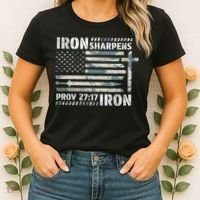 Iron Sharpens Iron Proverbs Bible Verse Christian Women's T-Shirt thumb 2