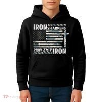 Iron Sharpens Iron Proverbs Bible Verse Christian Kids Hoodie thumb 4