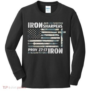 Iron Sharpens Iron Proverbs Bible Verse Christian Kids Long Sleeve Shirt