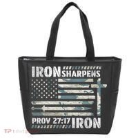 Iron Sharpens Iron Proverbs Bible Verse Christian Tote Bag thumb 0