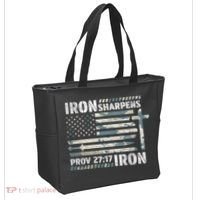 Iron Sharpens Iron Proverbs Bible Verse Christian Tote Bag thumb 2
