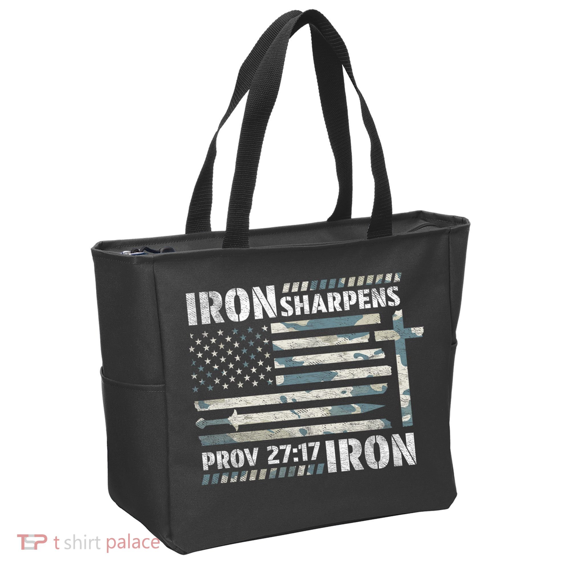 Iron Sharpens Iron Proverbs Bible Verse Christian Tote Bag