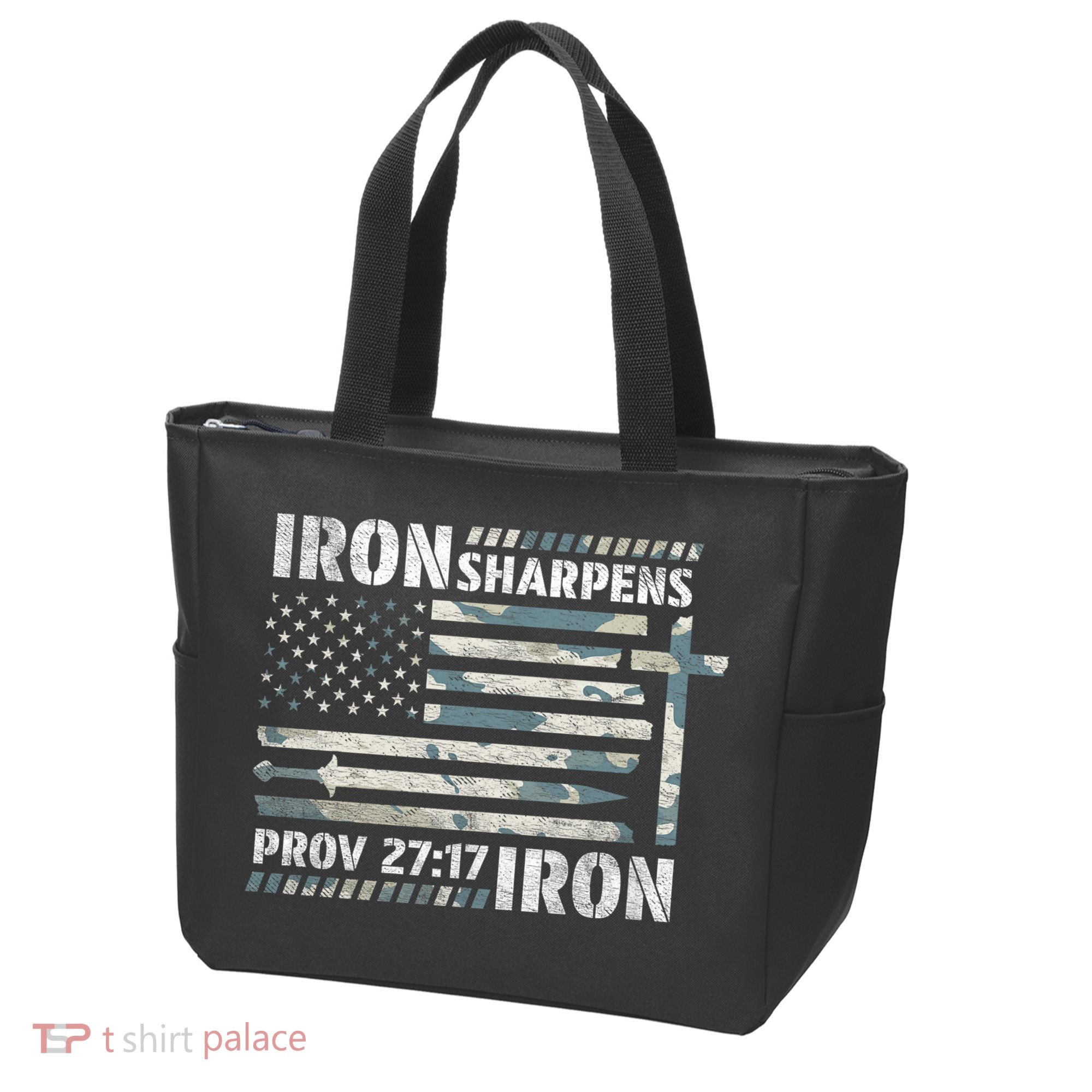 Iron Sharpens Iron Proverbs Bible Verse Christian Tote Bag