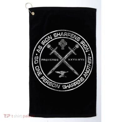 Iron Sharpens Iron Proverbs 2717 Christian Quote Golf Towel