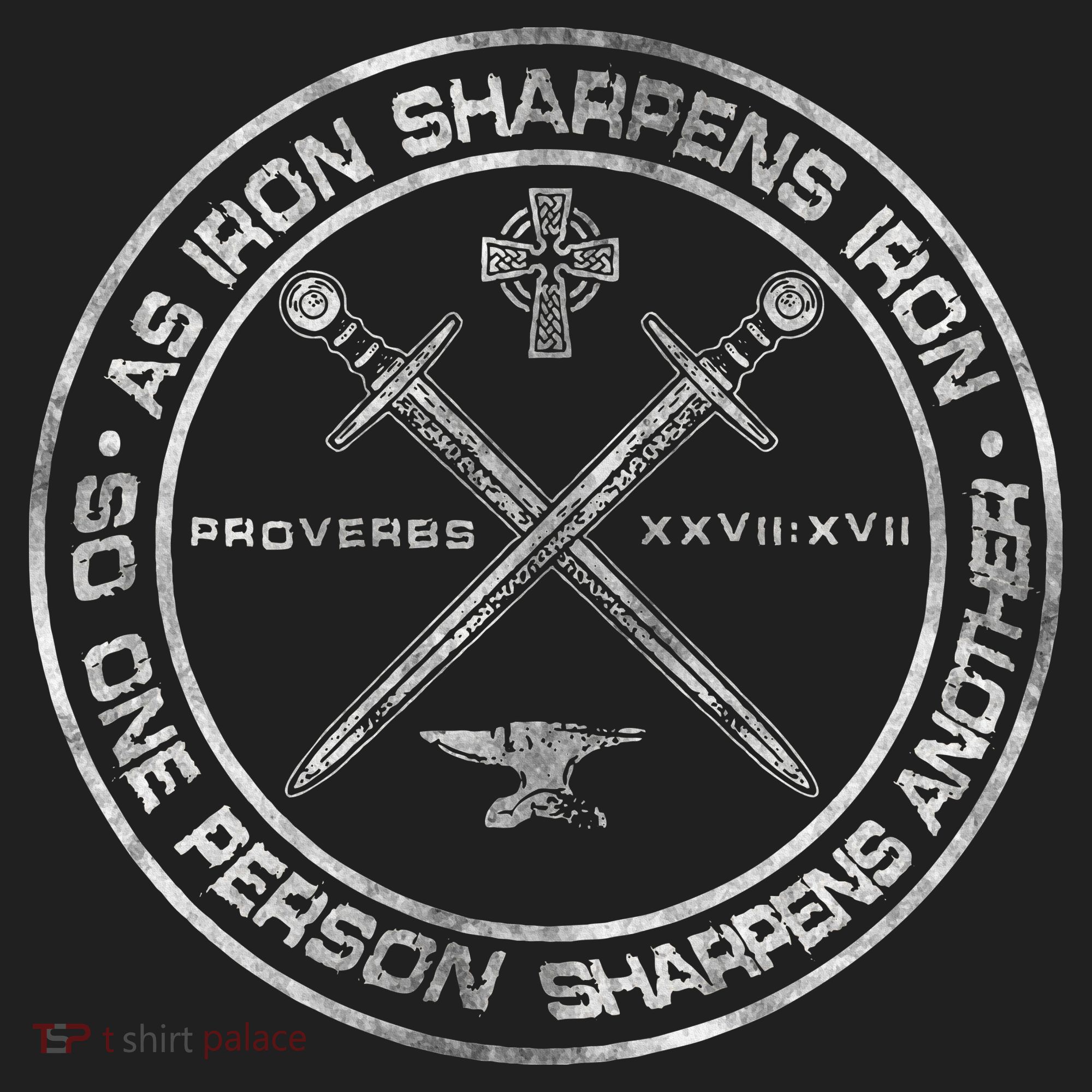 Iron Sharpens Iron Proverbs 2717 Christian Quote Golf Towel