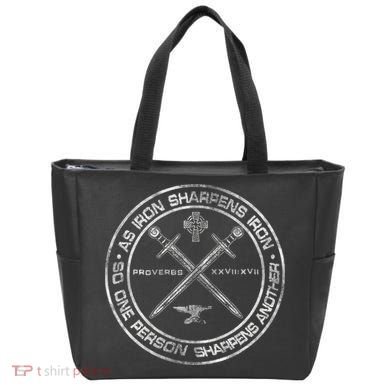 Iron Sharpens Iron Proverbs 2717 Christian Quote Tote Bag