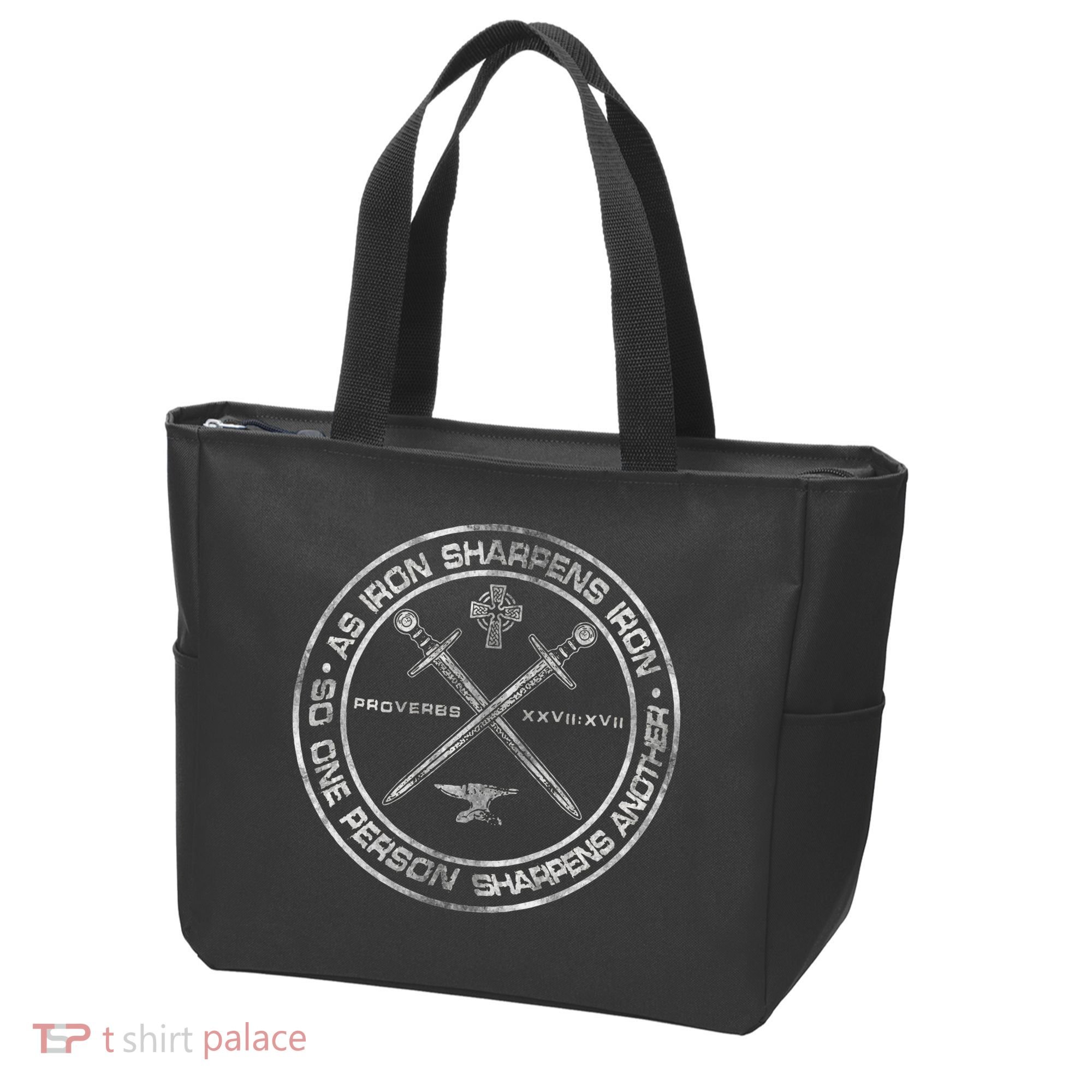 Iron Sharpens Iron Proverbs 2717 Christian Quote Tote Bag