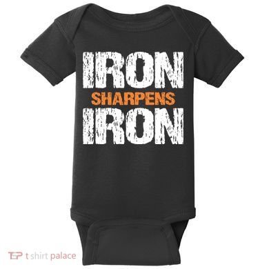 Iron Sharpens Iron Funny Christian Baby Bodysuit