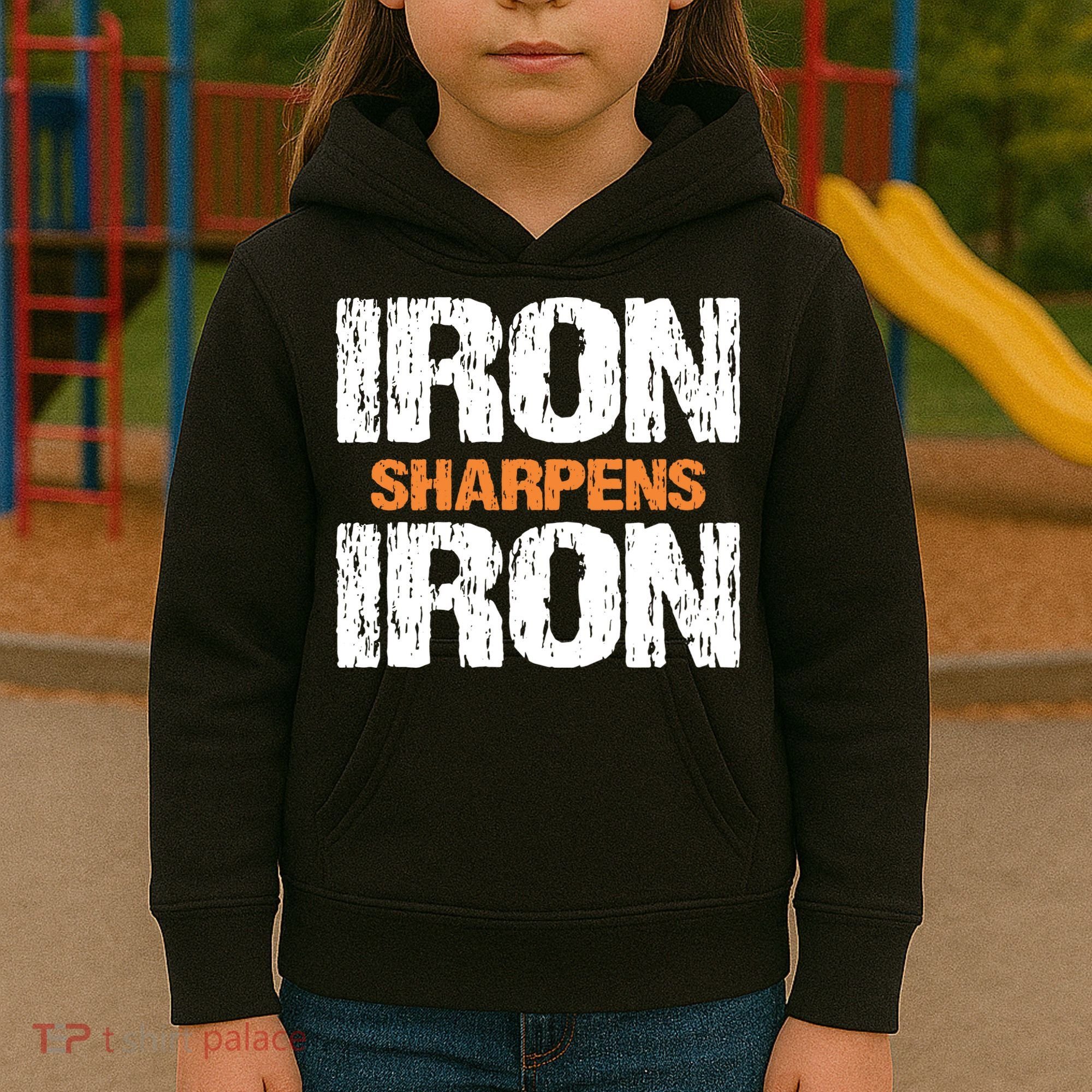 Iron Sharpens Iron Funny Christian Kids Hoodie