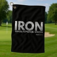 Iron Sharpens Iron Funny Gift Golf Towel thumb 1