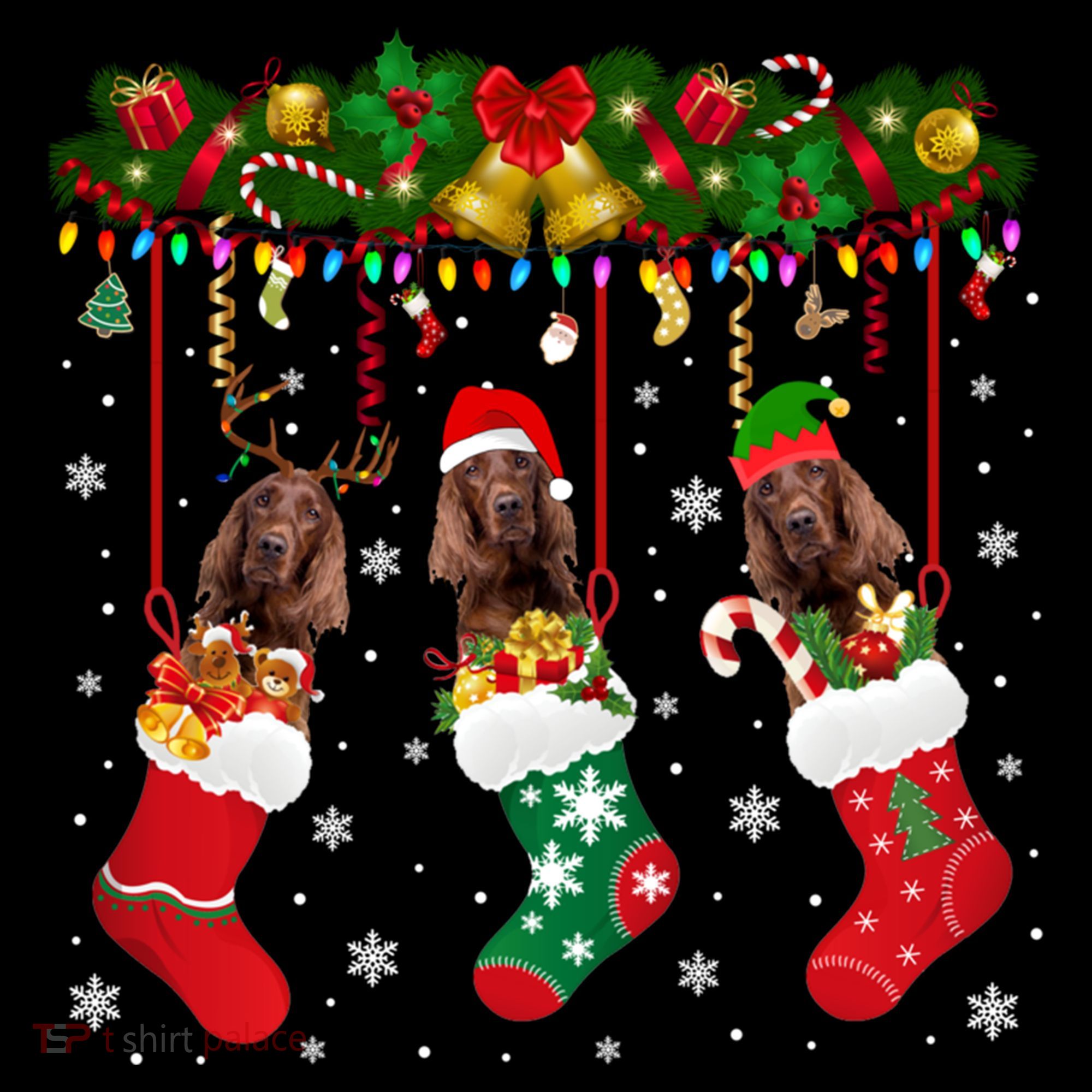 Irish Setter In Sock Xmas Reindeer Santa Elf Dog Gift Coffee Mug