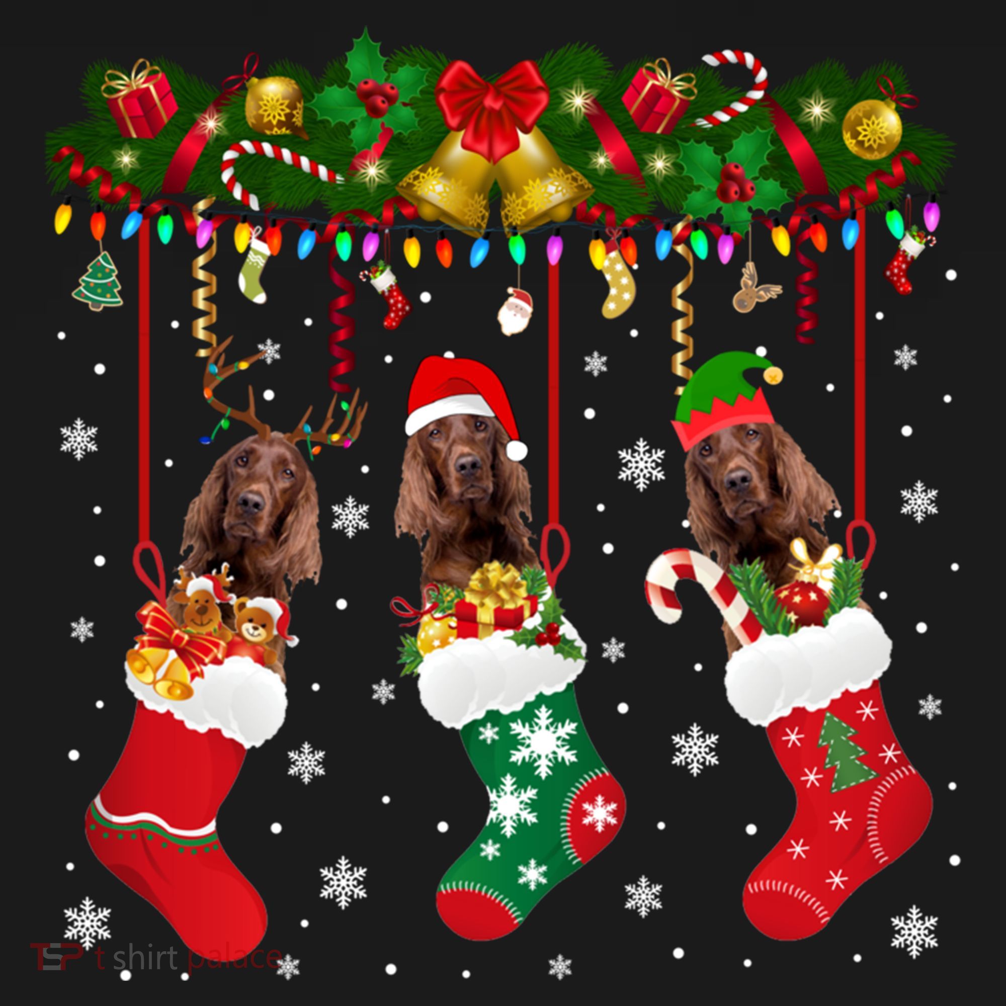 Irish Setter In Sock Xmas Reindeer Santa Elf Dog Gift Women's Hoodie
