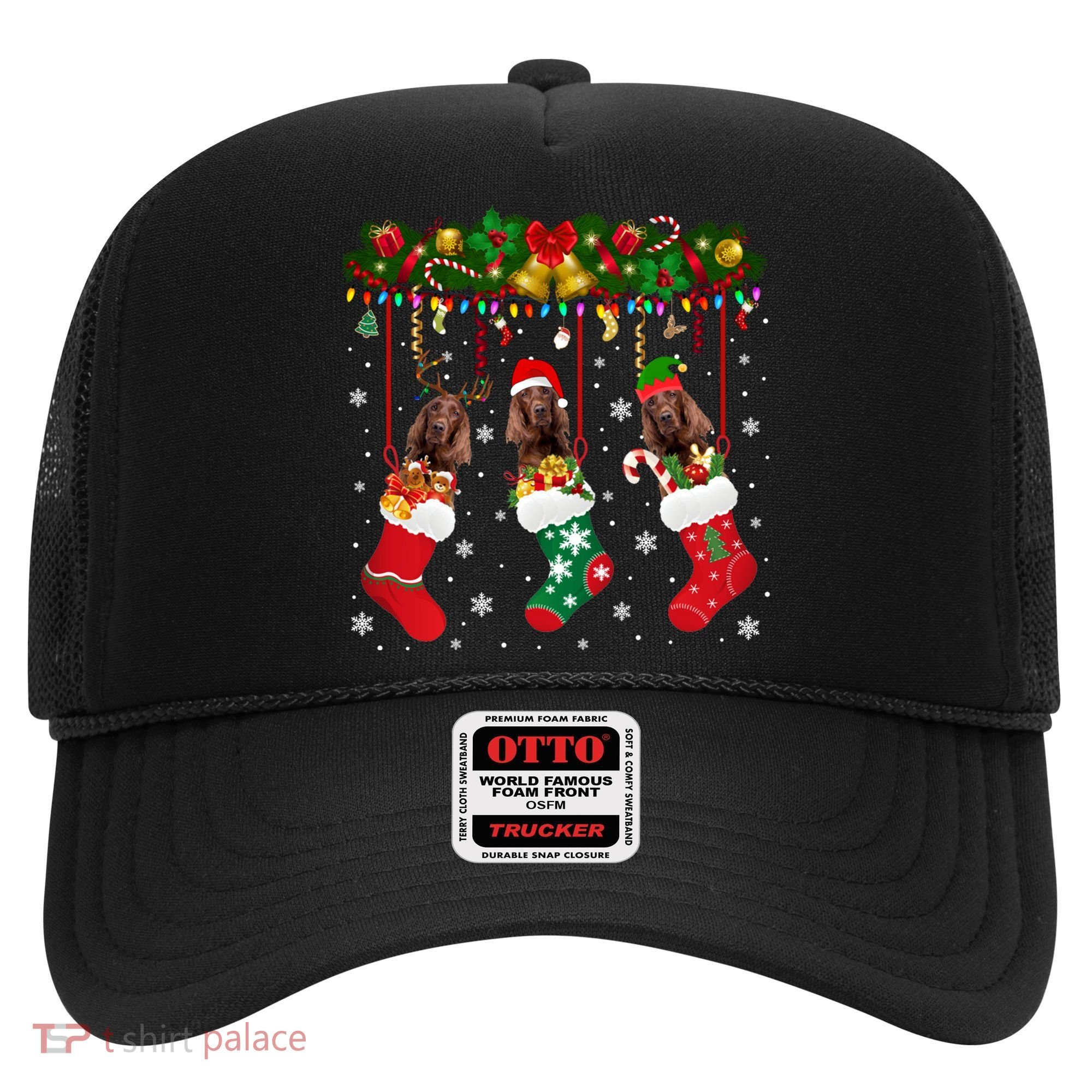 Irish Setter In Sock Xmas Reindeer Santa Elf Dog Gift Hat