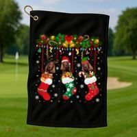 Irish Setter In Sock Xmas Reindeer Santa Elf Dog Gift Golf Towel thumb 1