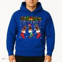 Irish Setter In Sock Xmas Reindeer Santa Elf Dog Gift Hoodie thumb 2