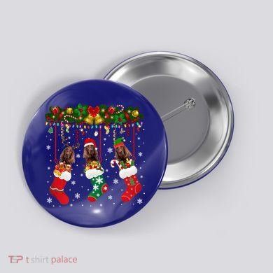 Irish Setter In Sock Xmas Reindeer Santa Elf Dog Gift Button