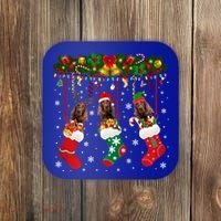 Irish Setter In Sock Xmas Reindeer Santa Elf Dog Gift Coaster thumb 0