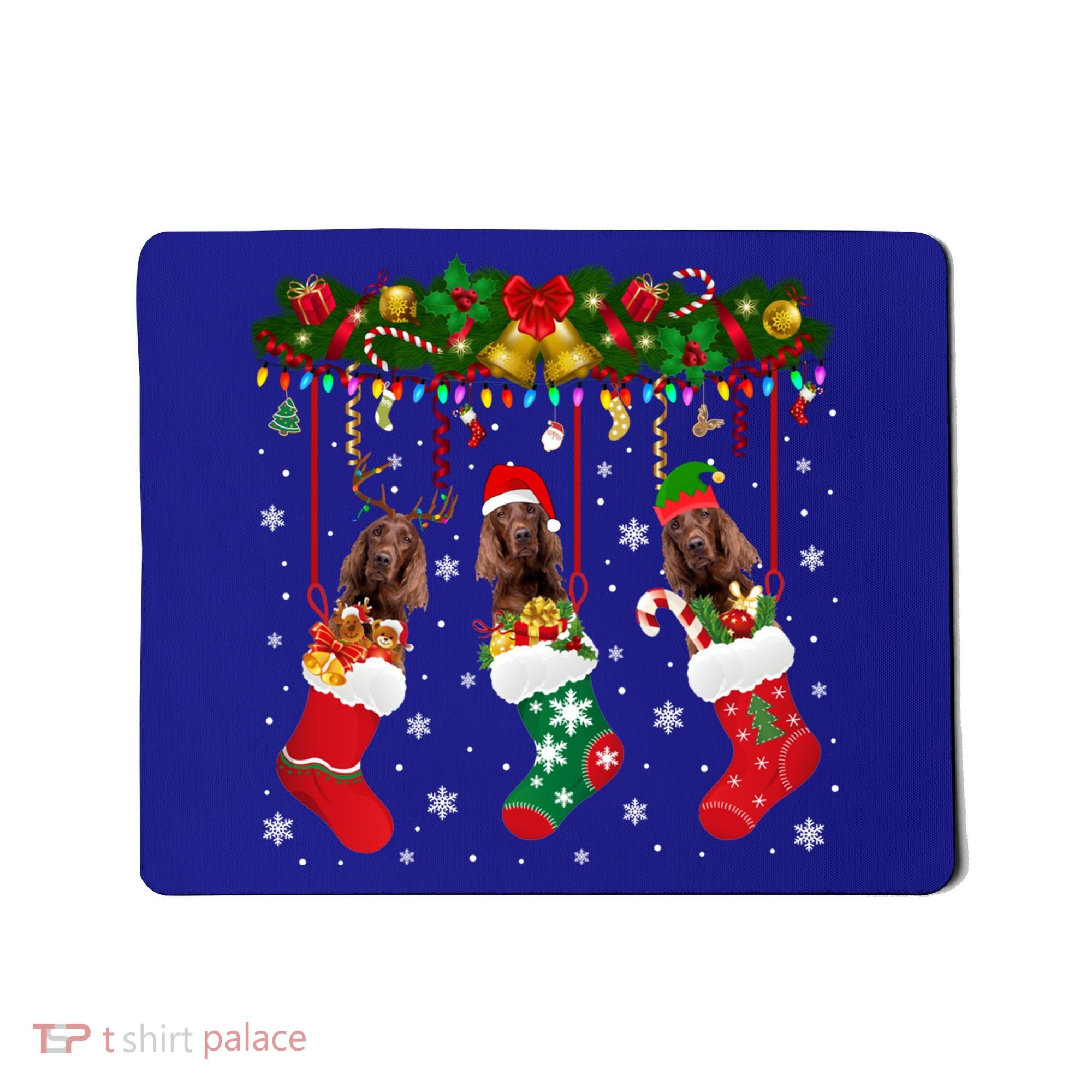 Irish Setter In Sock Xmas Reindeer Santa Elf Dog Gift Mousepad