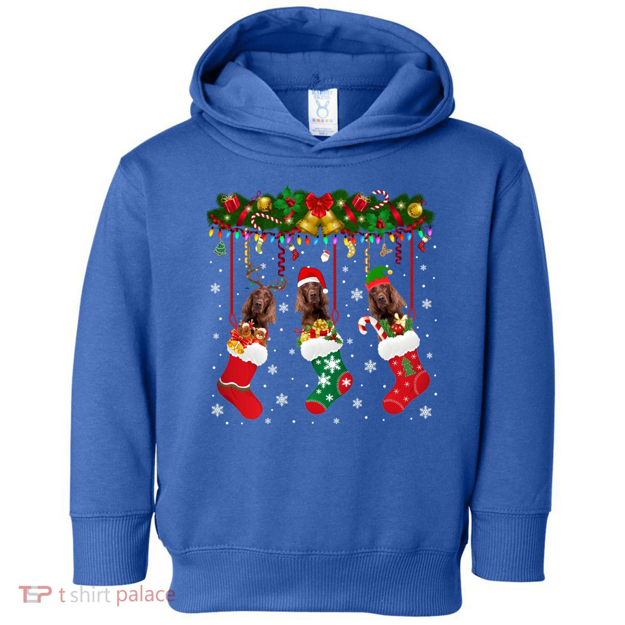 Irish Setter In Sock Xmas Reindeer Santa Elf Dog Gift Toddler Hoodie