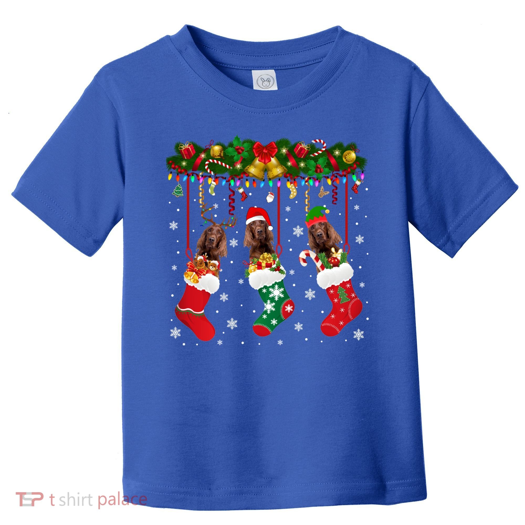 Irish Setter In Sock Xmas Reindeer Santa Elf Dog Gift Toddler T-Shirt