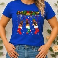 Irish Setter In Sock Xmas Reindeer Santa Elf Dog Gift Women's T-Shirt thumb 2