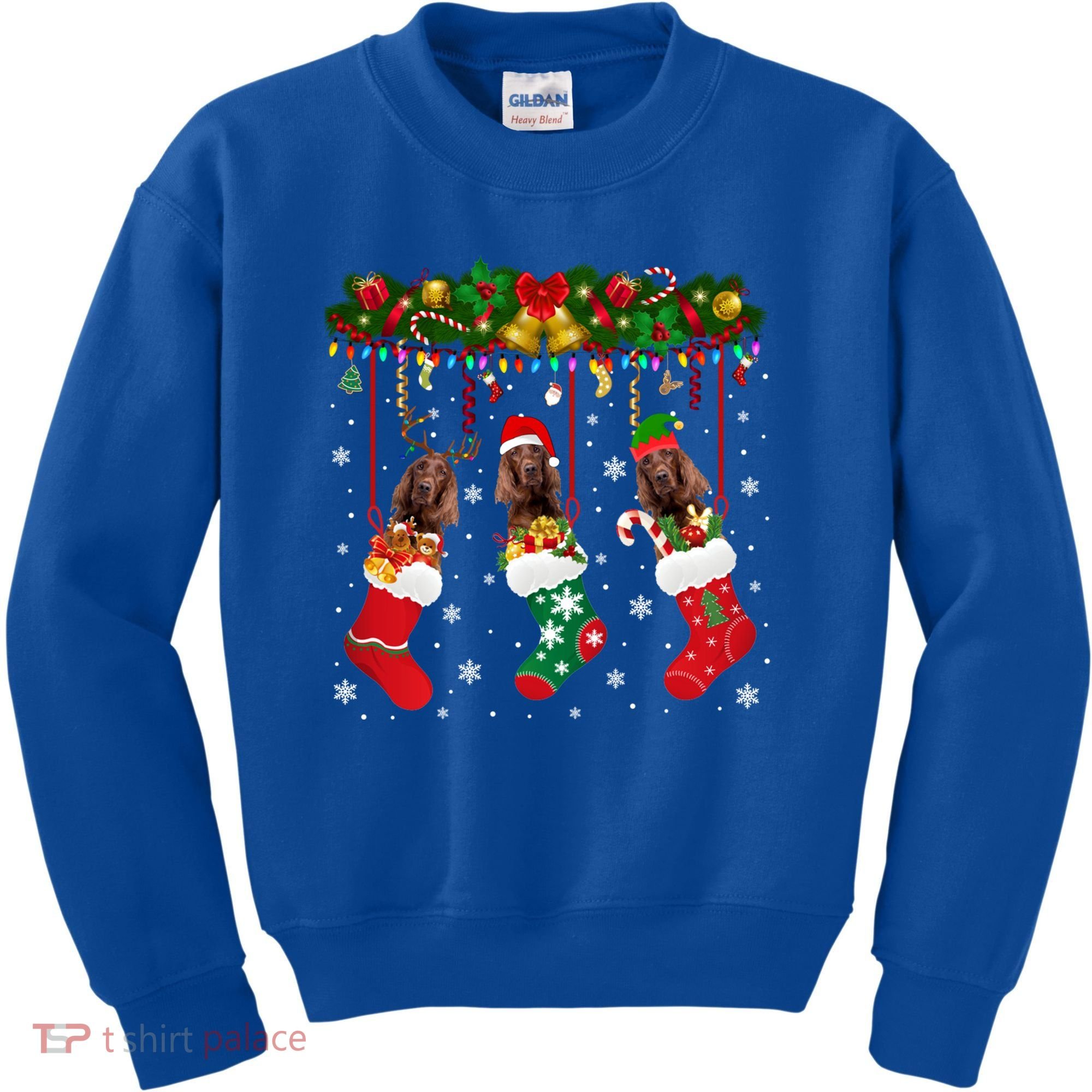 Irish Setter In Sock Xmas Reindeer Santa Elf Dog Gift Kids Sweatshirt