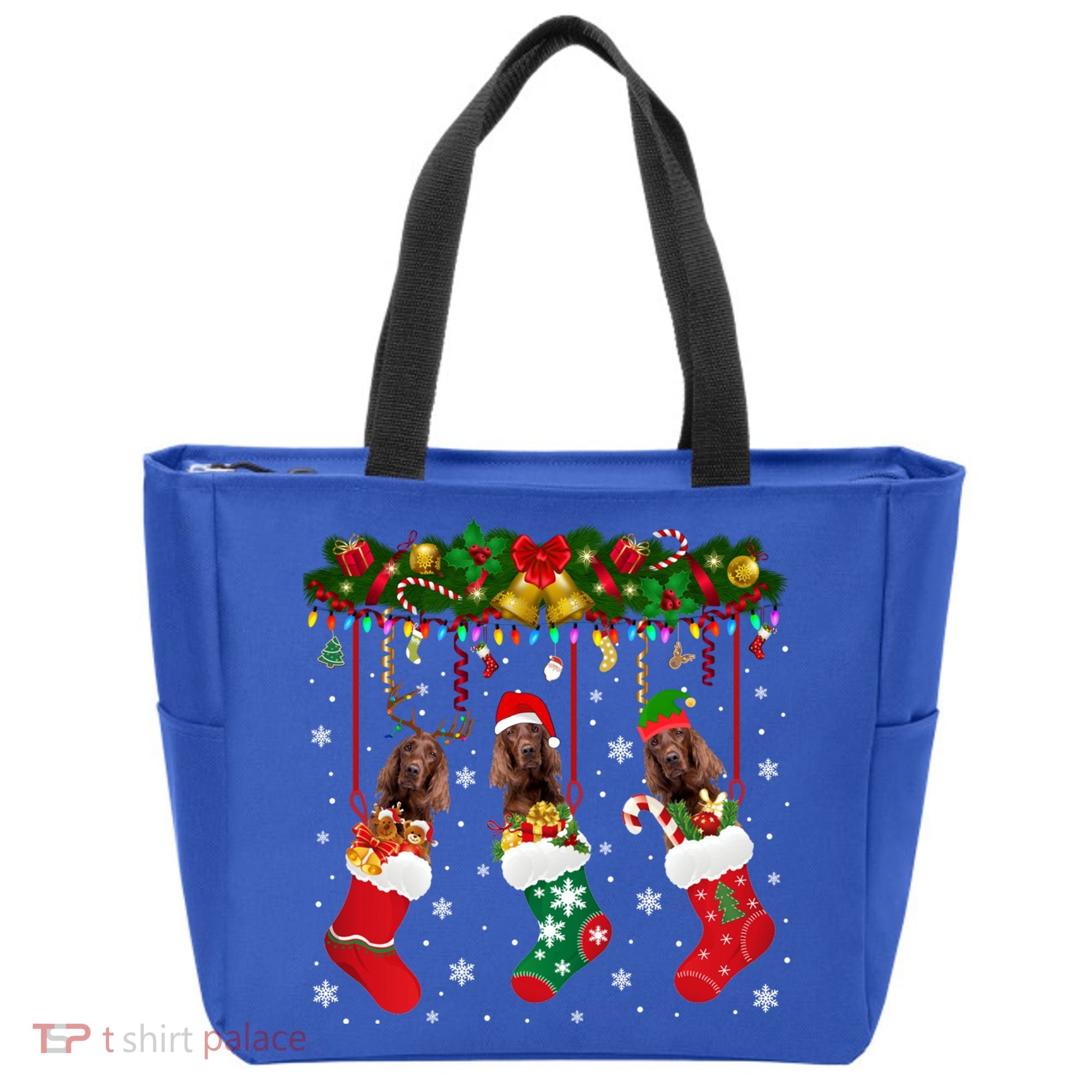 Irish Setter In Sock Xmas Reindeer Santa Elf Dog Gift Tote Bag