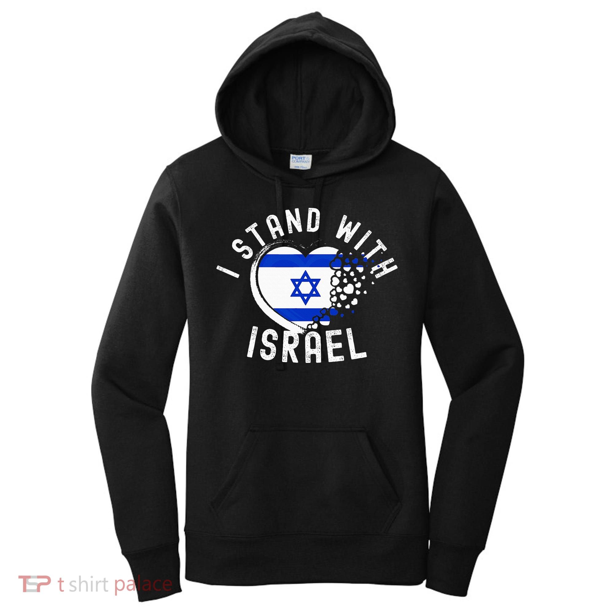 I Support Israel I Stand With Israel Heart Israeli Flag Women's Hoodie
