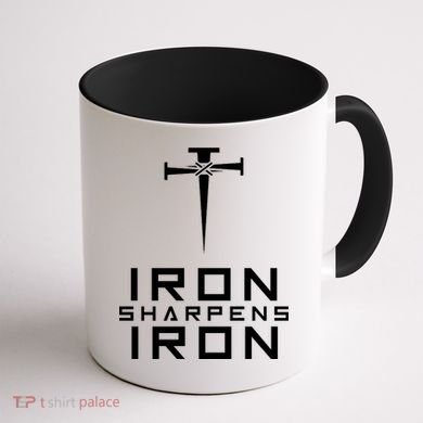 Iron Sharpens Iron Christian Faith Coffee Mug back