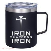 Iron Sharpens Iron Christian Faith 12oz Stainless Steel Coffee Mug thumb 0
