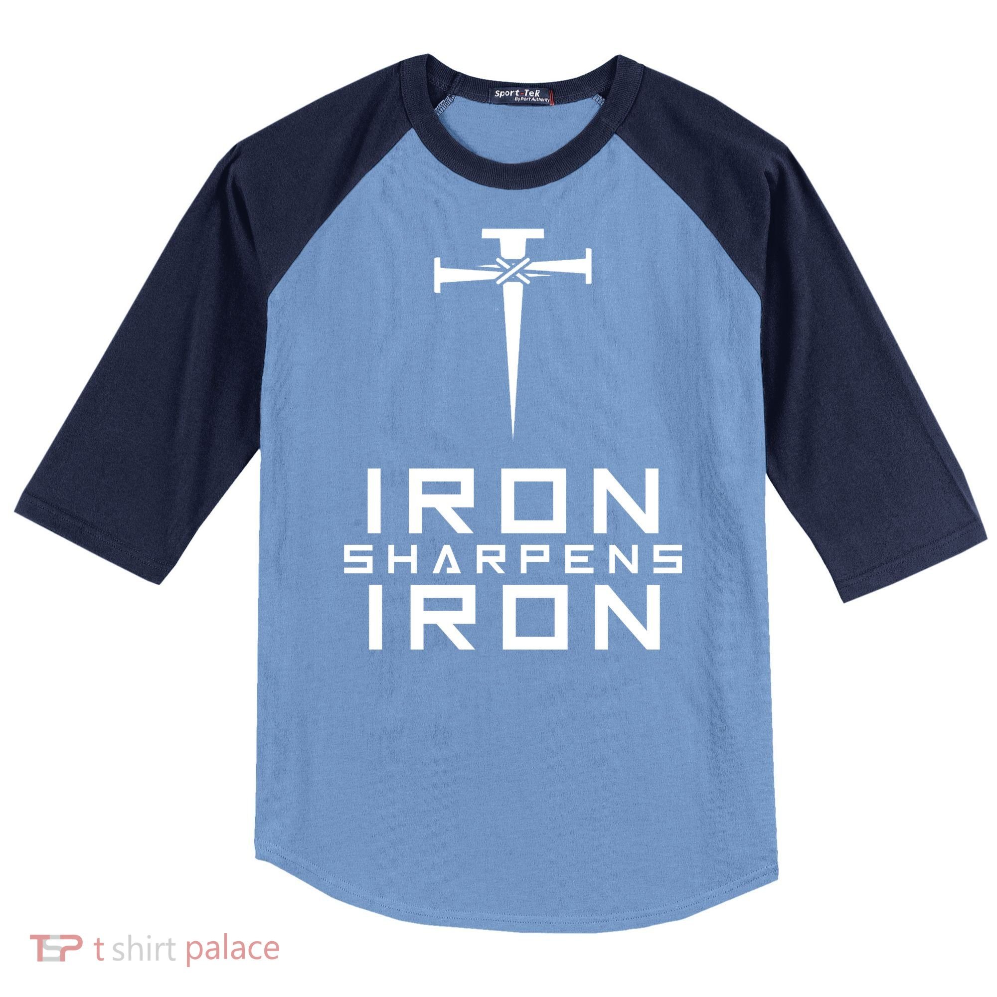 Iron Sharpens Iron Christian Faith Raglan Baseball Sleeve Shirt
