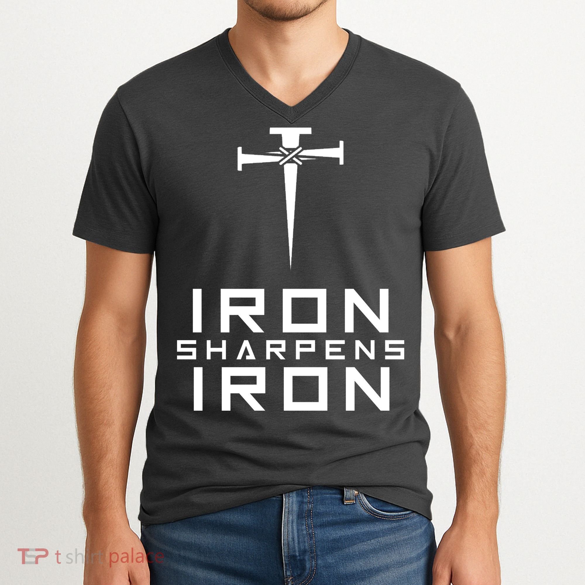 Iron Sharpens Iron Christian Faith V-Neck T-Shirt