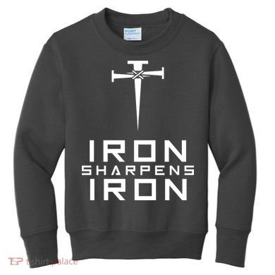 Iron Sharpens Iron Christian Faith Kids Sweatshirt