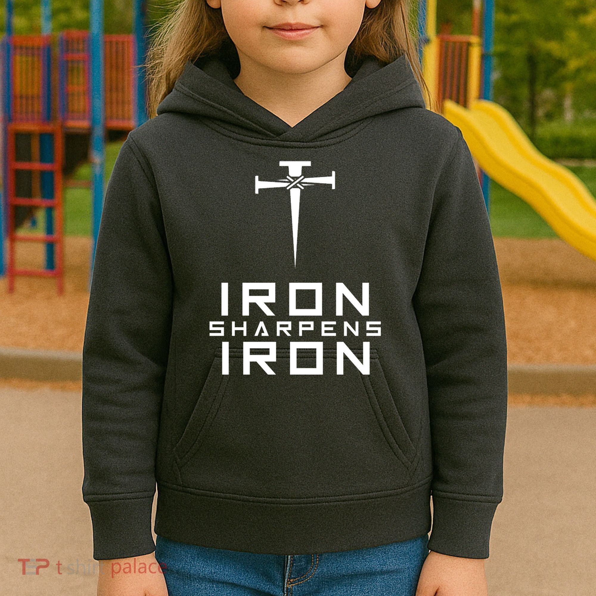 Iron Sharpens Iron Christian Faith Kids Hoodie