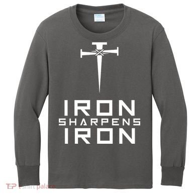 Iron Sharpens Iron Christian Faith Kids Long Sleeve Shirt