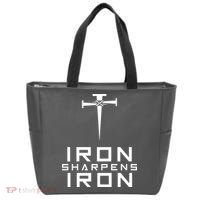 Iron Sharpens Iron Christian Faith Tote Bag thumb 0