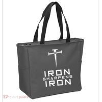 Iron Sharpens Iron Christian Faith Tote Bag thumb 2