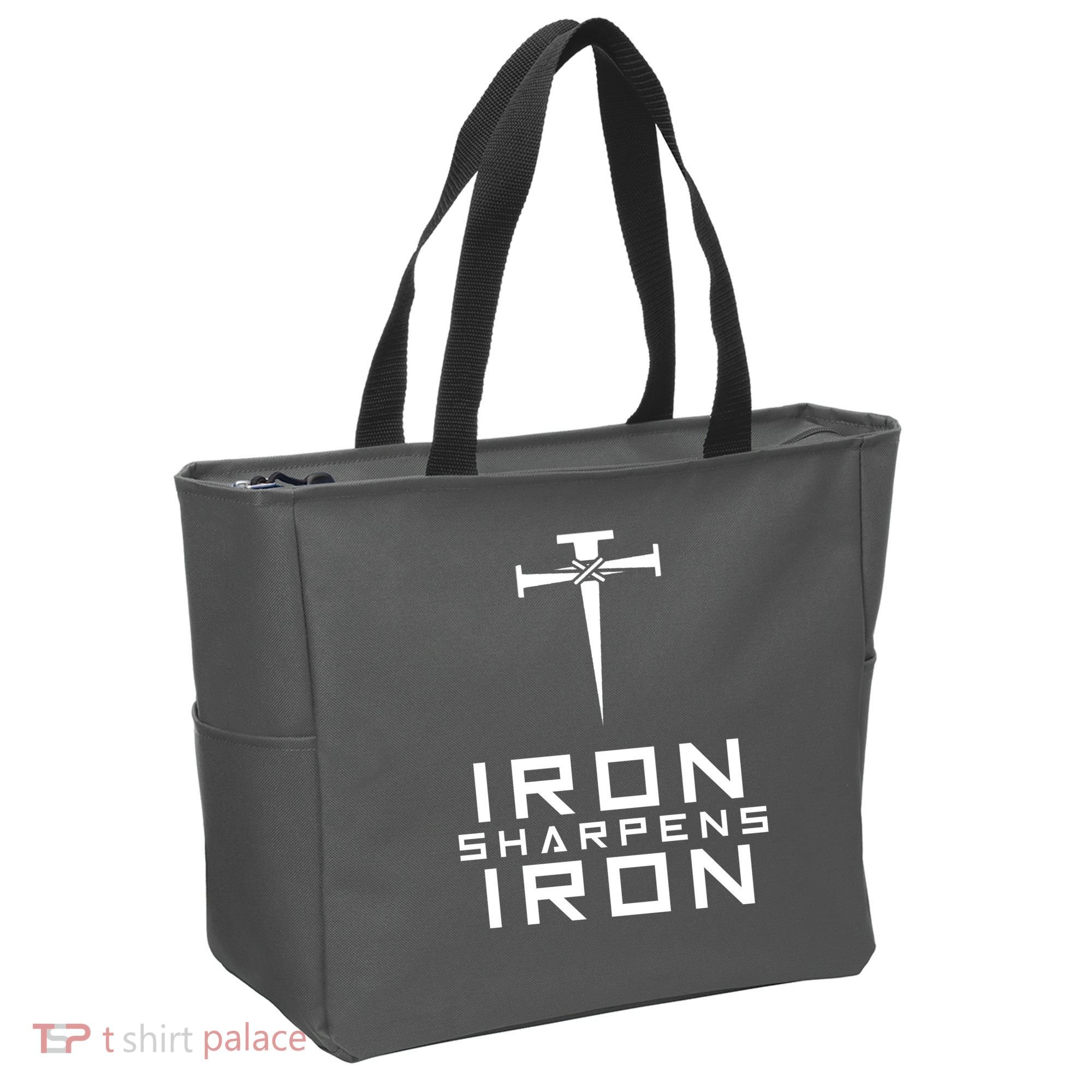 Iron Sharpens Iron Christian Faith Tote Bag