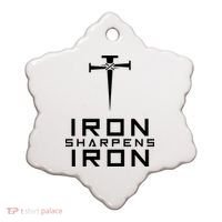 Iron Sharpens Iron Christian Faith Ceramic Ornament thumb 0